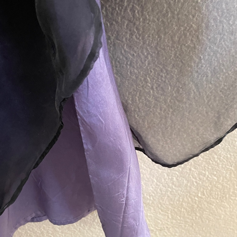 Laundry 100% silk sheer Black purple lined Maxi Skirt whimsigoth romantic 10
